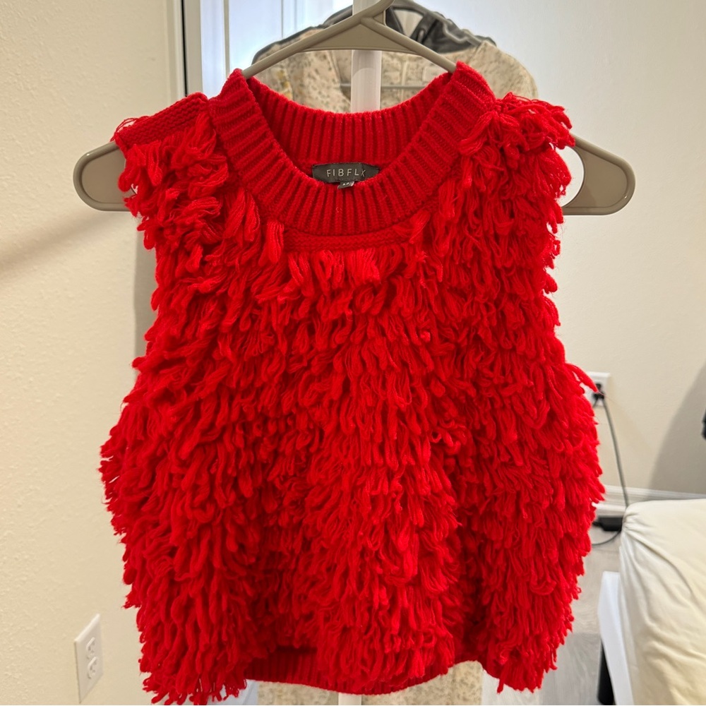 Red Knit Sweater Vest